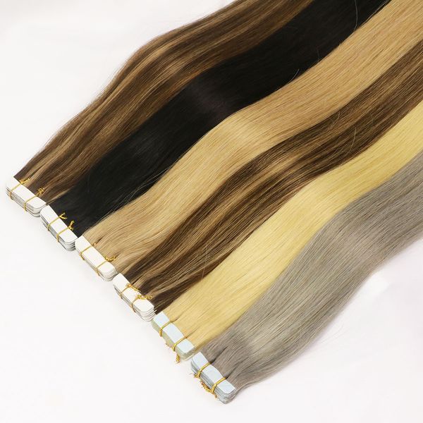 

tape in human hair extensions 20pcs/50g set adhesive skin weft, Black