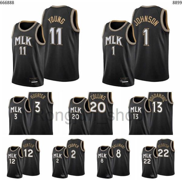 

75th anniversary diamond 2021-22 printed mens basketball trae young jalen johnson sharife cooper kevin huerter bogdan bogdanovic john, White;black