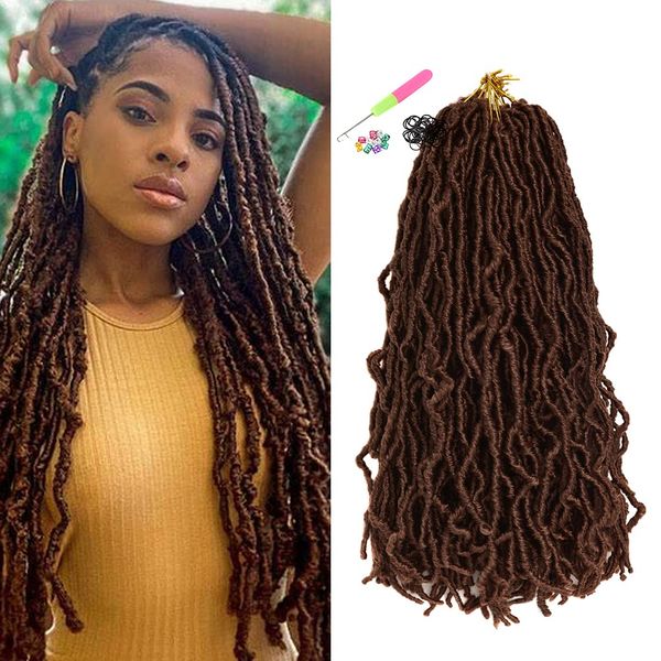 

18/24 inch faux crochet hair ombre nu locs crochet hair 90g/pcs pre-looped wavy braids synthetic hair extensions ls25, Black