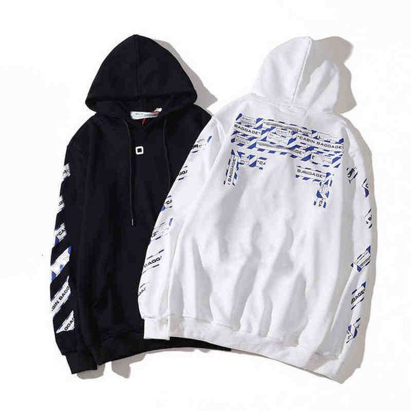 

fashion mens classic offs hoodies loose sweatshirts zipper hoodie cotton pullover long sleeved back oil paint arrow x womens, Black