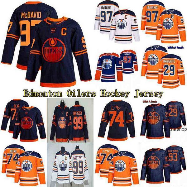 

97 connor mcdavid jersey 99 wayne gretzky 74 bear 29 leon draisaitl 93 ryan nugent-hopkins hockey jerseys nhl's jerseys, Black