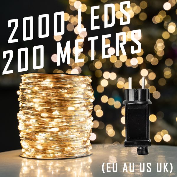 

String 200M LED Lights Garland Street Fairy Lamps Christmas Outdoor Waterproof For Patio Garden Home Tree Wedding Decoration