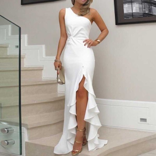 

party dresses elegant one shoulder bandage dress sleeveless bodycon club celebrity evening runway party long outfits women dresses 2022 t220, White;black