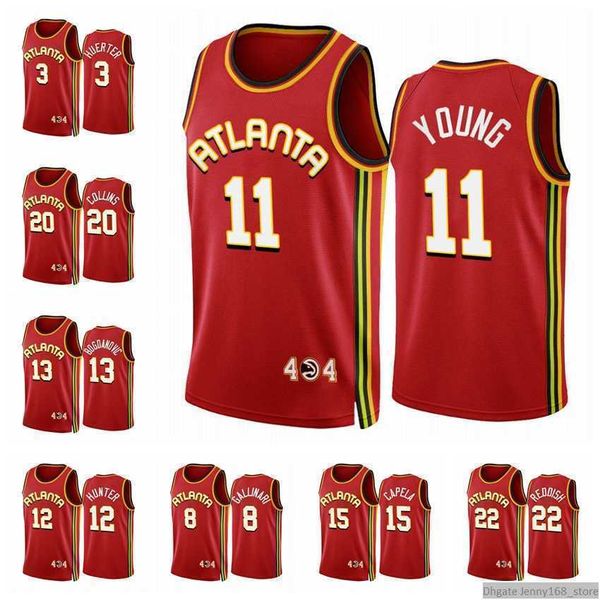 

75th men youth printed women trae young john collins bogdan bogdanovic deandre hunter kevin huerter danilo gallinari clint capela 2022 red, White;black