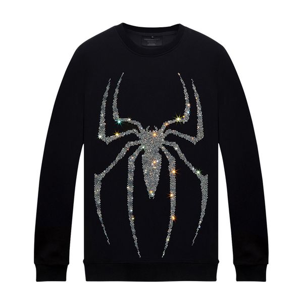 

vintage rhinestone designs sweatshirts for men women pullover shirts - autumn winter crewneck long sleeve clothes streetwear no hood regula, Black