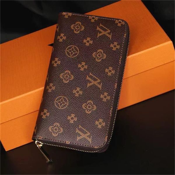 

wallets fashion women clutch leather single zipper wallets lady ladies long classical purse with orange box card 60017, Red;black