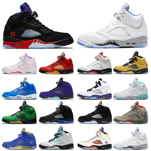 

jumpman 5 5s basketball shoes mens womens oreo black metallic green bean bluebird fire red unc hyper royal suede red sports trainers sneaker