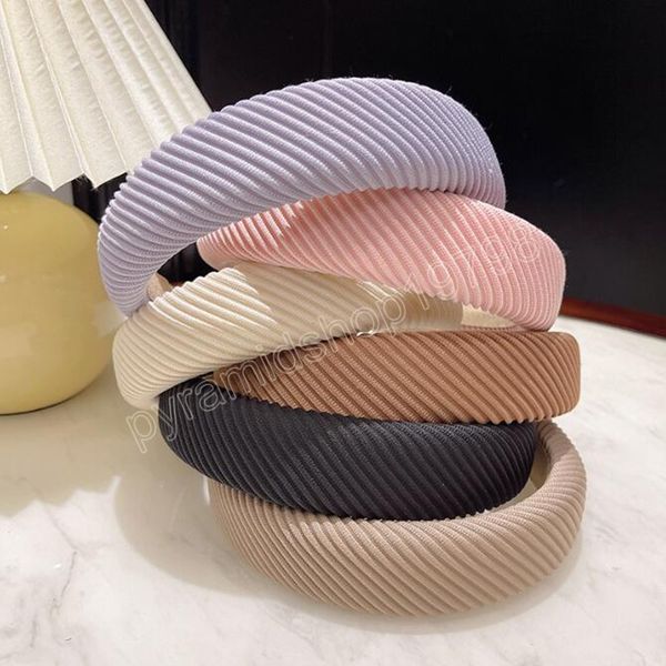 

fashion women headband solid color turban thickening sponge hairband casual headwear girls hair accessories, Slivery;white