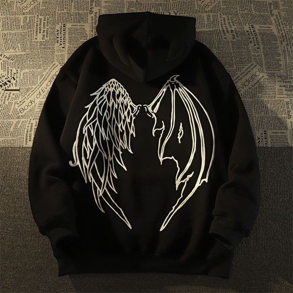 

Mens Hoodies For Men Hip Hop Hell Retro Streetwear Devil Wings Letter Embroidery Suprem Hoodie Womens Skateboards Hoody Streetwear Pullover Crewneck Sweatshirt