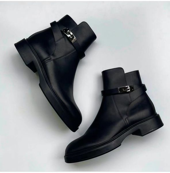 

brand design veo ankle boot women black calfskin leather rubber sole strap boots palladium plated buckle kelly buckles lady knight booty com