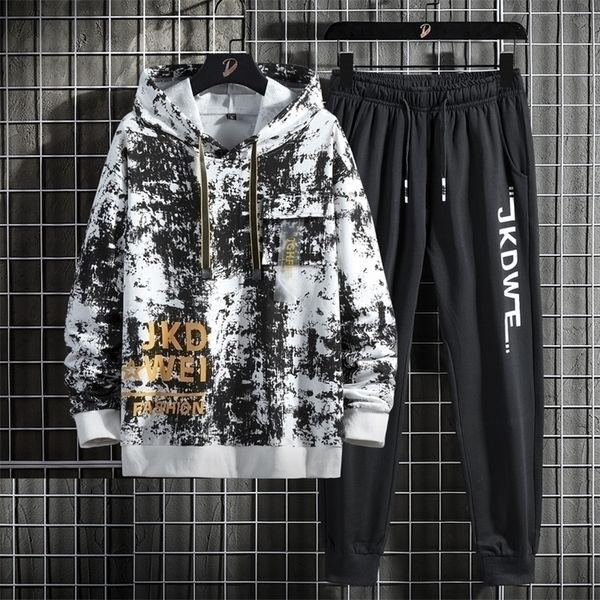 

mens tracksuits sets hoodiespants fleece male printed pullovers jackets sweatershirts sweatpants streetwear outfits suits 220930, Gray