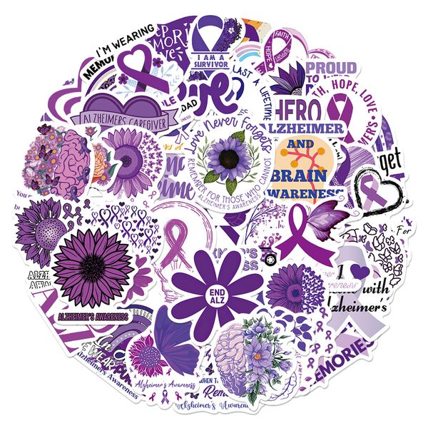 

50pcs/pack mixed skateboard stickers alzheimers awareness for car lappad bicycle motorcycle helmet ps4 phone diy decals pvc guitar sticker