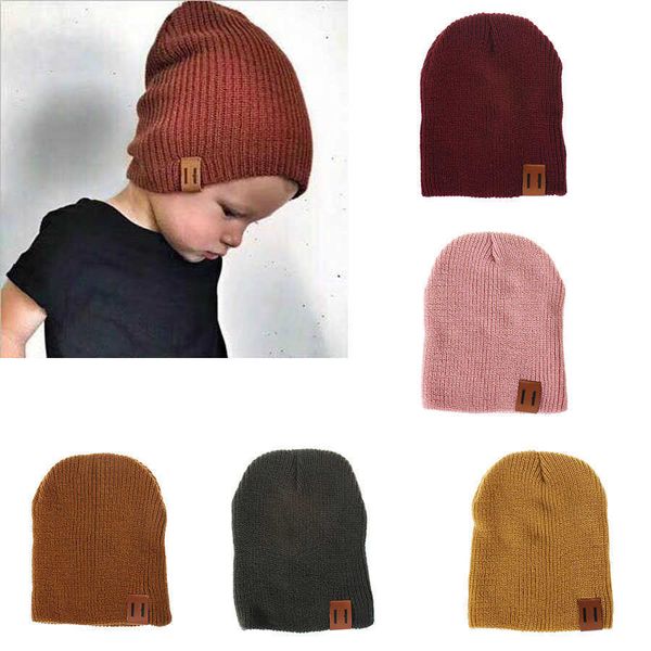 

kids candy colors knitting hats baby boys girls leisure caps children autumn winter warm beanie cap headging hat 8 colors, Yellow
