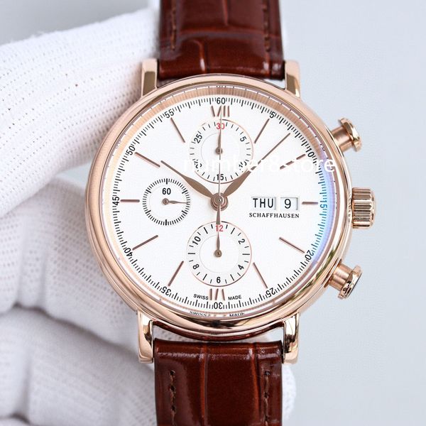 

3910 18k rose gold mens watch tw factory swiss 4601 automatic chronograph 28800vph white / blue dial sapphire crystal luxury wristwatches 5, Slivery;brown