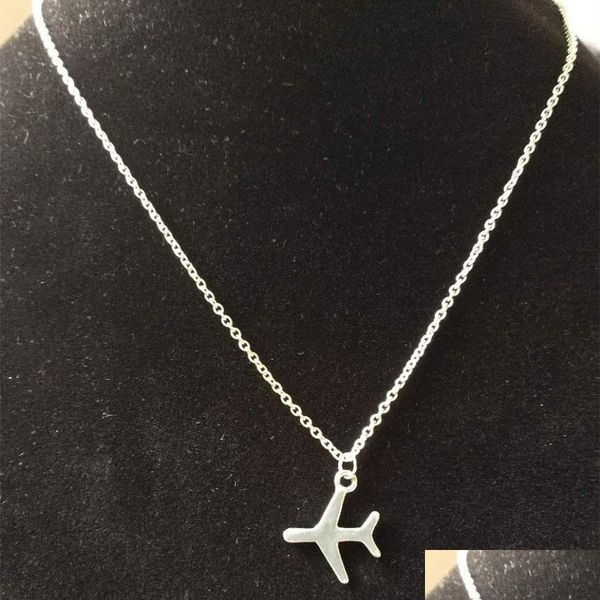 

pendant necklaces tiny airplane pendant necklace alloy gold sier aircraft chain layered necklaces for women dainty plane je mjfashion dhnbb, Silver