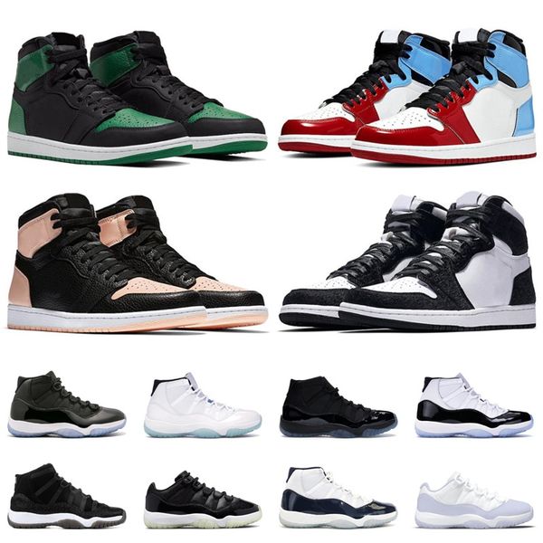 

retro basketball shoes sports sneakers women bred patent dark mocha fearless cool grey wolf grey gym red university blue jumpman 11 11s 1 1s