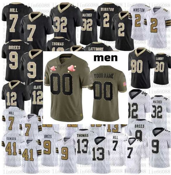 

football jersey new orleans''saints''2 jameis winston 41 alvin kamara 12 chris olave 32 tyrann mathieu 7 taysom hill 23, Black;red
