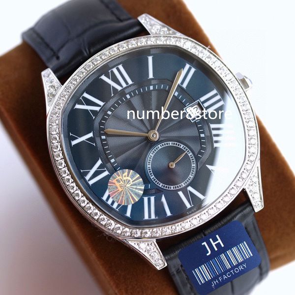 

diamond drivede mens watch stainless steel swiss cal.1904 ps mc automatic white / blue dial sapphire crystal roman numerals luxury wristwatc, Slivery;brown