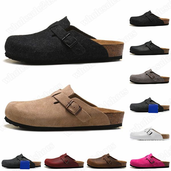 

boston soft footbed sandals slippers slide shoes men women clogs suede buckle strap trainers designer woody mens womens clog outdoor sneaker, Black