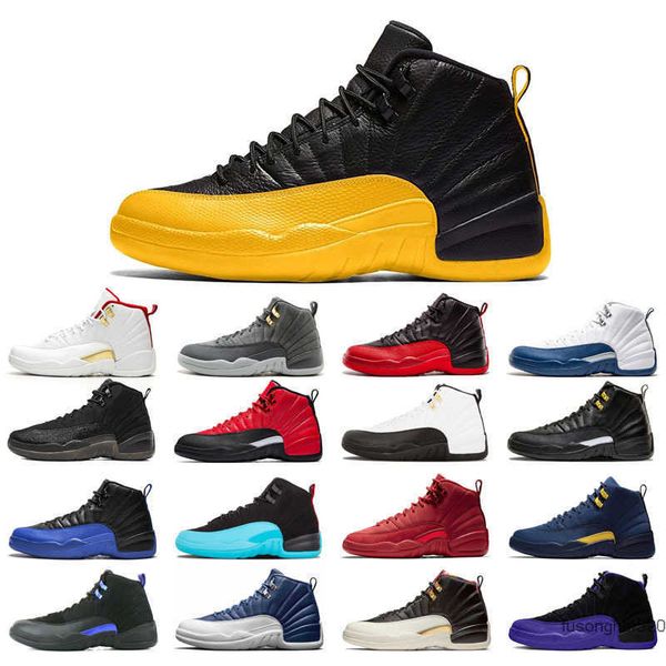 

2022 12s 12 original basketball shoes for man bulls dark grey fiba flu game french blue gym red indigo michigan o-black reverse taxi twist j