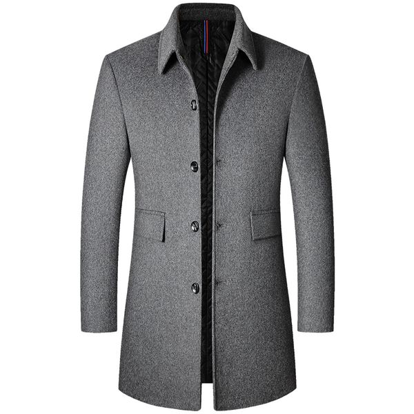 

men's wool blends thoshine brand winter 40 wool men woolen coats turn down collar superior quality overcoats wool blend coats outerwear, Black