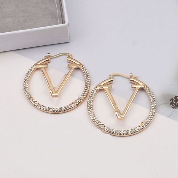 

gold color luxury women designer stud fashion earrings full diamond brass engagement earring, Golden;silver
