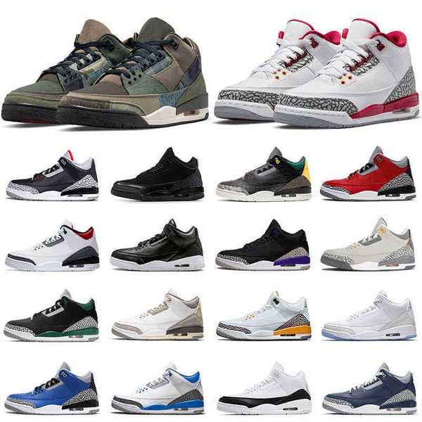 

2022 jumpman 3 3s men basketball shoes cardinal red patchwork midnight navy medium grey pine green court purple pure white unc mens tra dbmo