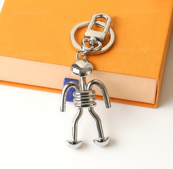 

new luxury charm alien keychain lover car keychains stainless steel retro mens womens wallet pendant lover jewelry accessories party gift, Silver