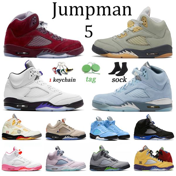 

ale jumpman 5 5s basketball shoes sports low psgs men women offs white moonlight green bean jade horizon sneakers racer blue dark concord tr
