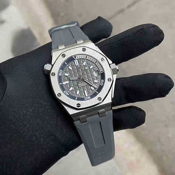 

apf zf nf bf n c luxury mens mechanical watch abby roya1 0ak offshore series 15720st oo. a009ca. 01 grey fine steel 42 swiss es brand tnxp, Slivery;brown