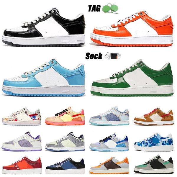 

fashion 2022 sk8 bapestas bathing m2 designer shoes with socks patent leather black white orange camo pink green platform mens women baped s