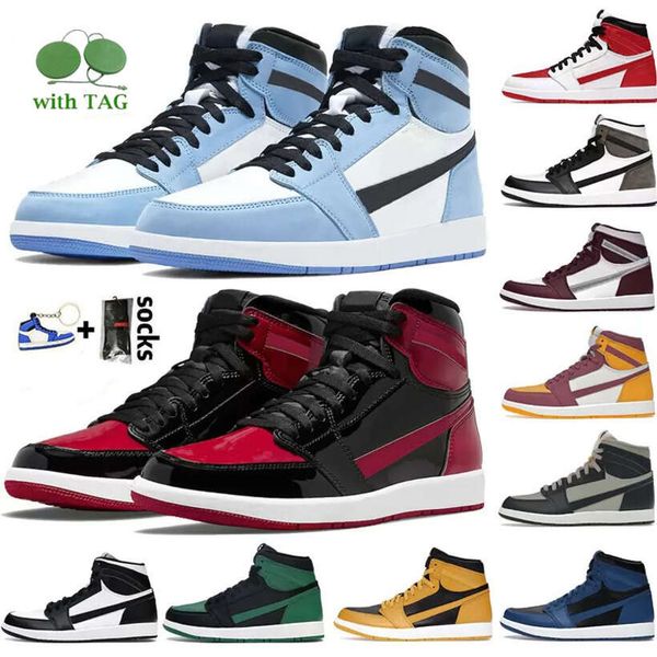 

jumpman 1 1s mens basketball shoes sneakers rebellionaire bred patent dark mocha marina blue bubble gum obsidian shadow royal toe twist men