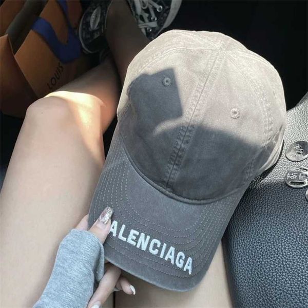 

paris baseball balencaigass caps home made old embroidered hat women's new summer high profile duck tongue hat net red couple baseball, Blue;gray