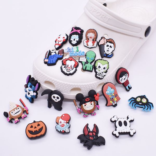 

anime halloween horror pumpkin sally jack joker the nightmare before christmas cartoon charms shoe accessories pvc decoration buckle soft ru, Blue
