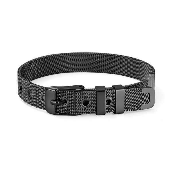 

cuff adjustable belt buckle chain charm bracelet women men adjustable mesh net bracelets bangles gold silver color stainless steel jewel, White