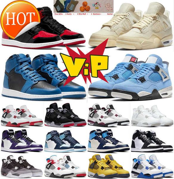 

2023 men women jumpman 1s 4s basketball shoes high og fragment design x 1 4 dark mocha unc university blue chicago smoke grey