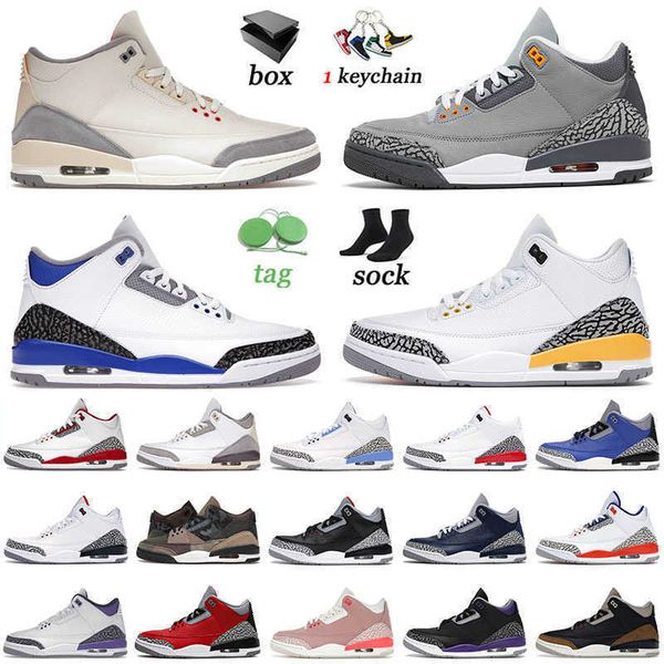 

with box 2022 jumpman 3 3s iii basketball shoes muslin cool grey racer blue laser orange pine green medium grey court purple knicks