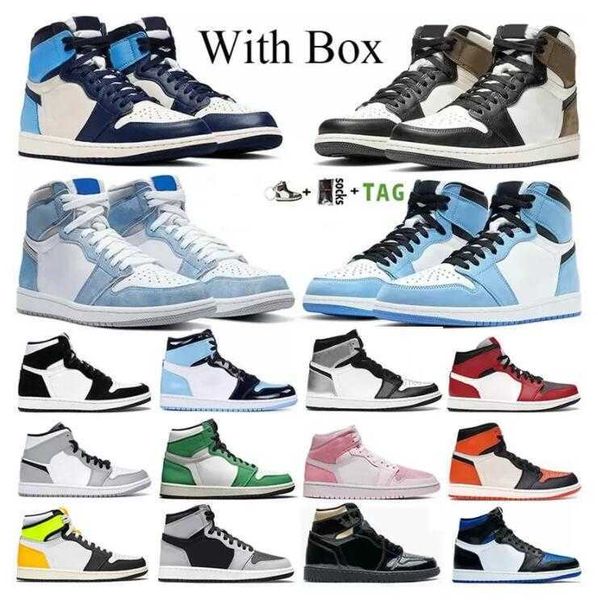 

jumpman 1 high og basketball shoes sneakers trainers university blue electro orange dark mocha bred shadow unc twist men women size us 13.5