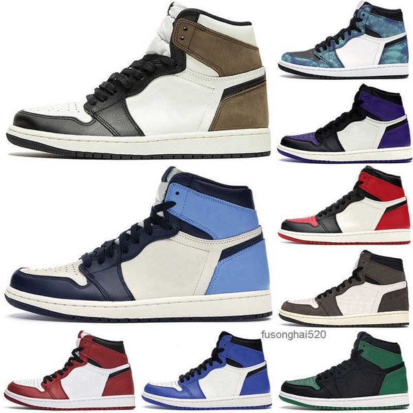 

2022 fashion men's basketball shoes 1s sports 1 sneakers obsidian game royal 3 shadow pine green dark mocha unc tie dye bred toe jordon, Black
