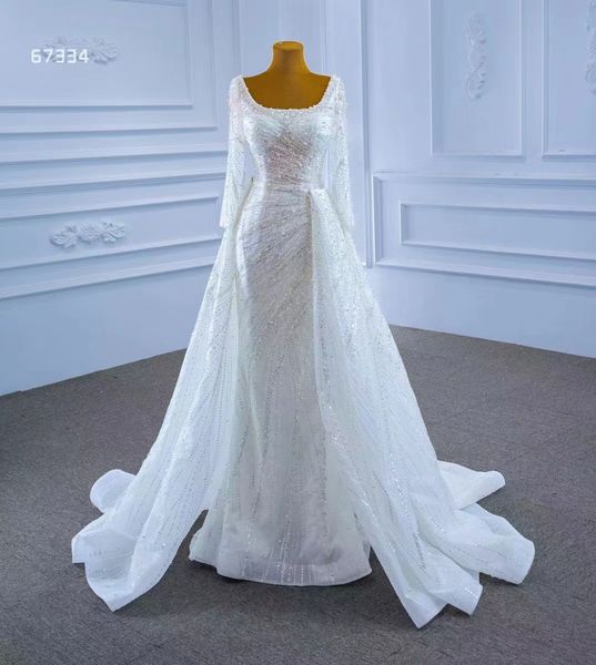 

a-line wedding dresses luxury elegant lace bridal gown sm67334, White