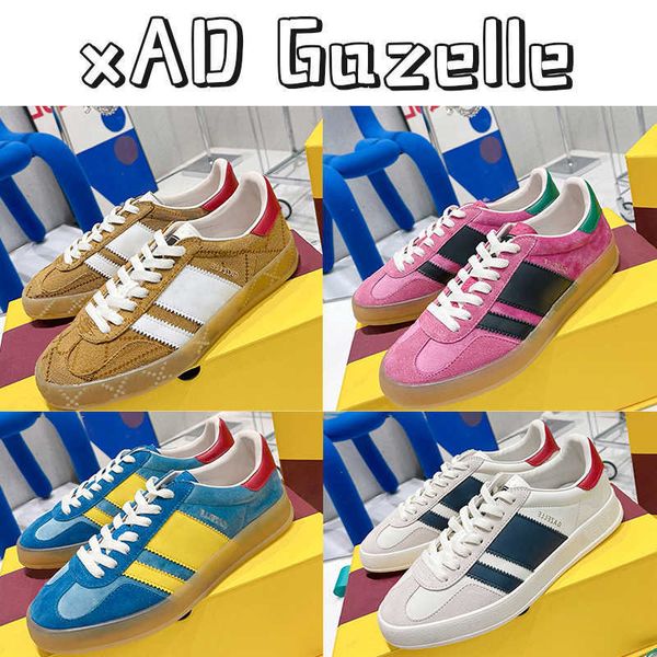 

fashion casual shoes xad gazelle sneaker men white suede blue silk pink velvet women trainers, Black
