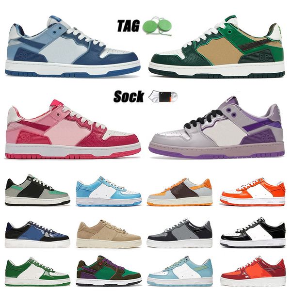 

baped sk8 low platform running shoes for mens women bapestas stars abc camo pink blue black white patent leather dunked skate bapestaed snea