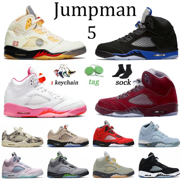 

men women 5 jumpman basketball shoes low psgs 5s green bean jade horizon outdoor bluebird sneakers sports racer blue concord trainers, Black