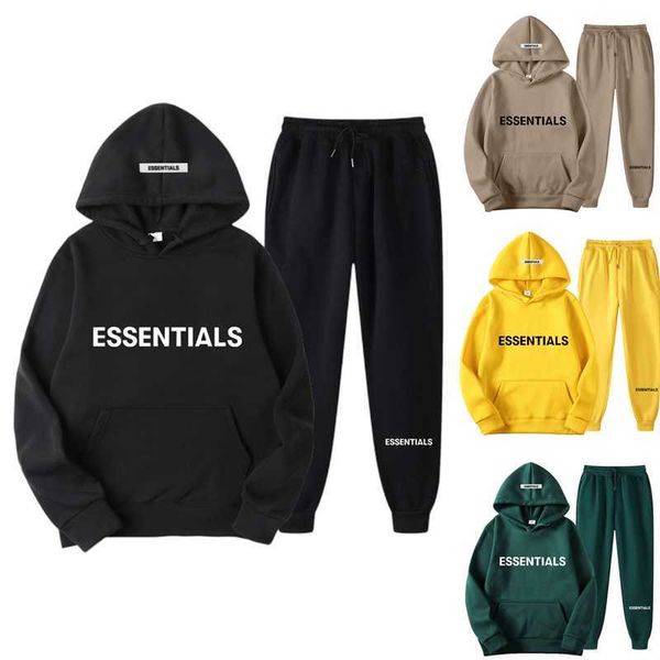 

men's hoodies sweatshirts hoodies essentials autumn winter men women hooded sweatshirt suit pure cotton couple jogging sweatshirts over, Black