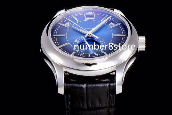

annual calendar 5205 mens watch gr factory v2 stainless steel white dial swiss cal. 324 automatic chronograph 28800vph sapphire crystal luxu, Slivery;brown