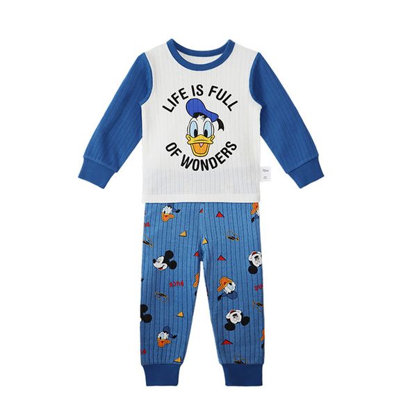

disney children's pajamas home double layer jacquard autumn pants children's long sleeved trousers set sleep party time, Blue;red