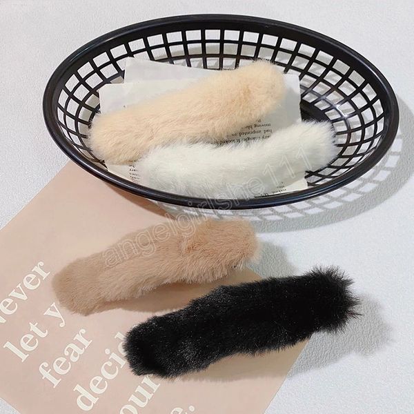 

winter elegant fur large toothed hair clip for women back holder hairpins sweet fashion hair accessories, Slivery;white