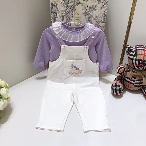 

autumn baby girl purple clothing sets waist and rompers fashion designer kid boy brown boutique clothes set 65-100cm send with box, White
