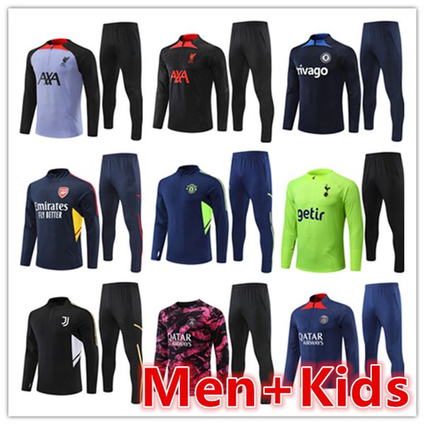 

2022 2023 men kids soccer tracksuit training suit jerseys kit set 22 23 mens survetement foot football jersey tracksuits jogging jacket sets, Black