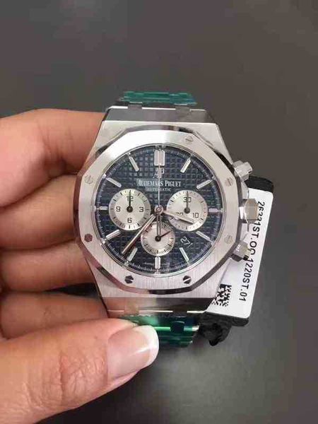 

apf zf nf bf n c luxury mens mechanical watch roya1 0ak blue face fine steel 26331st oo. 1220st. 01 swiss es brand wristwatch yjg8, Slivery;brown